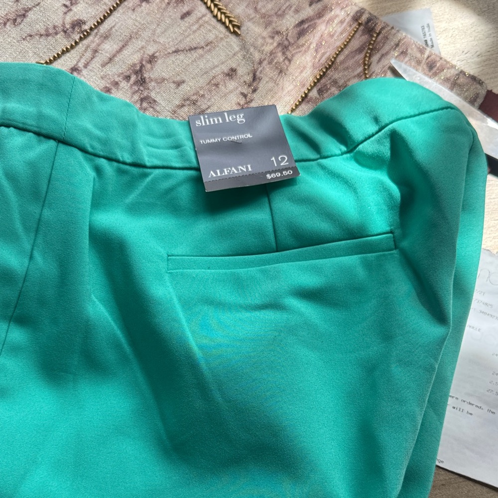 Alfani Teal Slim Leg Tummy Control Pants